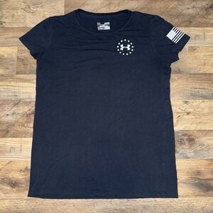 Under Armour Freedom Flag Graphic T-Shirt Black Women's Size M